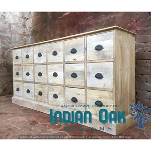 Commode antique à 16 tiroirs en chêne massif récupéré bois naturel rustique polonais français pour salle à manger ou salon - Product Image 3