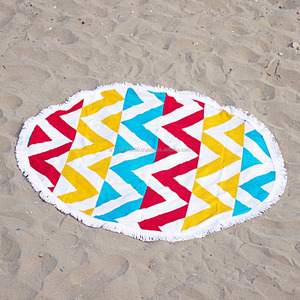 Iluzyon-ผ้าขนหนูชายหาดทรงกลมพร้อมพู่ผลิตในประเทศตุรกีโดยตรงจากผู้ผลิตผ้าทอและพิมพ์ลาย - Product Image 1