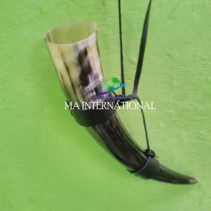 Corne à boire indienne Antique Viking Écologique Sculpté Animal Style Nautique Forme 150ml-2000ml Matière Organique Support En Cuir - Product Image 3