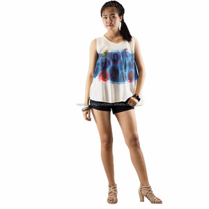 NAPAT Top décontracté pour femme, style tie dye, col en O, chemise d'été décontractée pour femme - Product Image 4