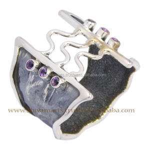 Bonito diseño de calidad superior forma desigual amatista piedra preciosa eternidad Vermeil anillo 925 proveedor de joyería de plata esterlina - Product Image 4