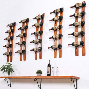 Porte-bouteilles mural industriel Oniya <span class=keywords><strong>en</strong></span> <span class=keywords><strong>bois</strong></span> pour plateau à pot, bouteilles, cave à vin, pour caves à vin et bacs à boissons - Product Image 2