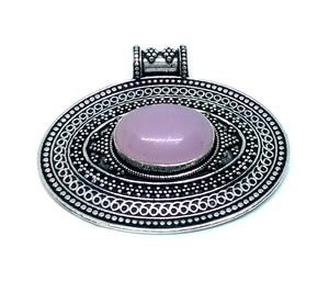 Colgante de cuarzo rosa Chapado en plata grande al por mayor collar de piedra colgante de cuarzo rosa PIEDRA NATURAL - Product Image 1