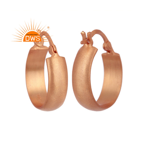 Pendientes Bali de plata 925 de diseño, chapados en oro rosa, hechos a mano, fabricante de joyería de plata lisa - Product Image 3