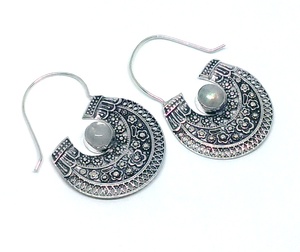 Piedra lunar del arco iris de aro de latón pendiente regalo para las mujeres tribales pendiente - Product Image 3