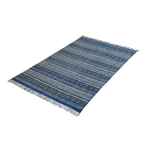 พรมพิมพ์ลายบล็อกไม้5x8ฟุตขนาดใหญ่สีครามโบราณสำหรับย้อมผักพรมปูพื้นแบบทอด้วยมือแบน - Product Image 2