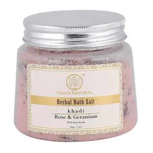 Натуральная Розовая Герань KHADI с лепестками роз, соль для ванны