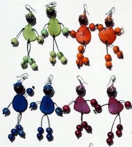 Wholesale Handmade Tagua Nut Drop Earrings Natural Seed Grains Beads Colored Figurines Peruvian <b>Fashion</b> <b>Jewelry</b> - Product Image 1