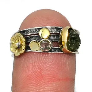 Modyle — bague en argent Sterling 925, anneau de méditation à deux tons, véritable moule, tchèque, pour femmes, anneau Vintage - Product Image 1