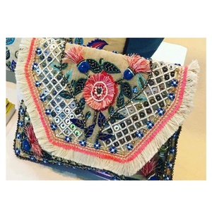 Indian Modern Bohemian Summer Embroidery Designer Handmade <b>Beaded</b> Messenger Bags Light Weight <b>Large</b> Capacity Women Evening Bags - Product Image 1