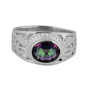 แหวนเงินสเตอร์ลิง925มม. ทำด้วยมือรูปไข่แข็งพลอยบุษราคัม6X8มม. สำหรับงานแต่งงานและงานเลี้ยง - Product Image 1