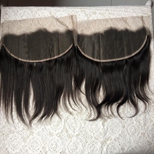 Raw Virgin Indian Straight Human Hair Extensions with Frontal <b>Silk</b> Base Natural Color From Vendors - Product Image 1
