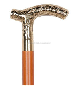 Bastón Chapado en latón macizo para hombre y mujer CHWKS36038 bastón de Muleta con mango hecho de madera - Product Image 1