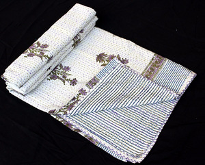 Edredón Kantha hecho a mano Vintage estilo indio 100% colcha de algodón manta Gudri desechable de 5 piezas para dormitorio y sala de estar - Product Image 2