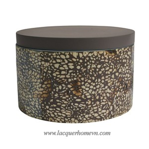 Lacquer cylinder <b>box</b> with marble pattern made in Vietnam - Product Image 3