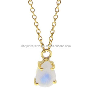 สร้อยคอพร้อมจี้ทรงหยดน้ำสีรุ้งมูนสโตนสีทองสีแดง - Product Image 1