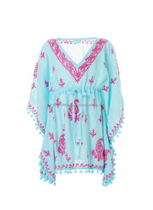 อินเดียแบบดั้งเดิม Paisley ปักเด็กวัยหัดเดิน Little Girls เสื้อผ้าเย็นสระว่ายน้ำปาร์ตี้ Pom Pom Trim เด็ก Kafatn ชุด - Product Image 2