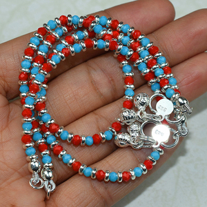 Magnifiques bracelets de cheville en argent Sterling 925 de forme ronde bleue et rouge, bijoux en argent frais, bijoux en argent Offre Spéciale - Product Image 5