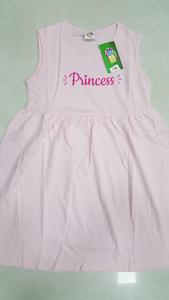 Новейшие дизайнерские брендовые этикетки без рукавов, Детская готовая одежда для девочек, хлопковое однотонное платье с принтом до колен - Product Image 4