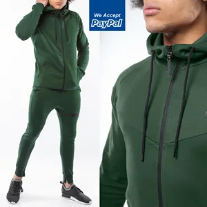 Men Forest Green Sweat Suit Với Tên Thương Hiệu Tùy Chỉnh Hoàn Hảo Cho Phòng Tập Thể Dục, Thể Hình, Làm Việc Chéo, Bộ Đồ Thể Thao