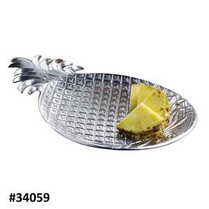 Pineapple Design Tray Metal Decorative Handmade Golden Pineapple Tray Jewelry <b>Display</b> Tray Fruit Serving - Product Image 2