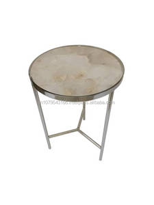 Modern Stone Top Coffee <b>Table</b> With Metal <b>Legs</b> Handmade Contemporary Design Living Room Furniture - Product Image 3
