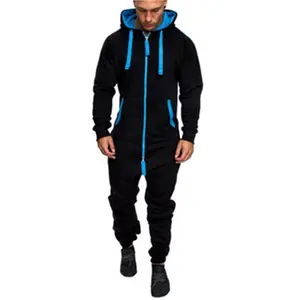 Black Unisex <b>Onesie</b> Jumpsuit <b>for</b> <b>Men</b> Sleepwear <b>Fleece</b> Pajamas <b>Onesie</b> - Product Image 1