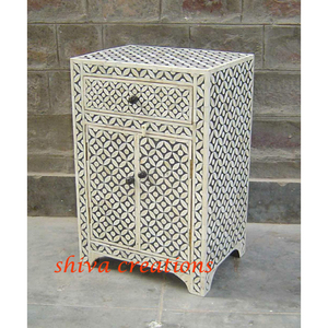 Muebles de dormitorio con incrustaciones de hueso de madera MDF Rosa moderno Shiva, modelo de mesitas de noche, para uso doméstico - Product Image 1