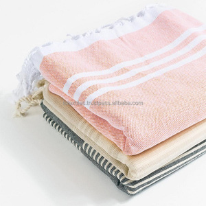 Juego de toallas de baño turco de algodón a rayas de secado rápido con logotipo personalizado desechable y comprimido para hoteles - Product Image 4