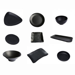 Ensembles de vaisselle en mélamine jetables écologiques noires avec style occidental de la technique du gel pour le restaurant et la cuisine - Product Image 1