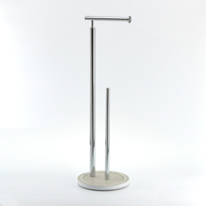 Porte-papier hygiénique d'hôtel avec tasse en métal de finition d'acier inoxydable et pièce de rechange conçue avec la base en poly debout - Product Image 3