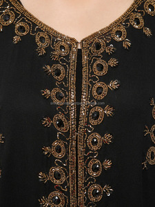 Longue écharpe transparente fantaisie brodée noire à manches longues, faite à la main, magie artisanale - Product Image 4