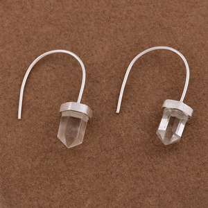 Pencil Shape Crystal <b>Quartz</b> Gemstone 925 Sterling Silver <b>Earrings</b> Handmade Jewelry - Product Image 2