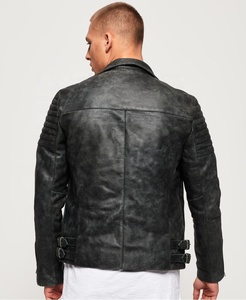 แจ็กเก็ตหนังวัวคลาสสิกสำหรับผู้ชายเสื้อแจ็คเก็ตขนเป็ดคอกลมเสื้อแจ็คเก็ตสไตล์ใหม่เคลือบรถจักรยานยนต์ - Product Image 5