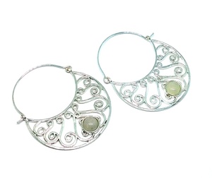 Wholesale Latest Trendy Silver Plated <b>Moonstone</b> Hoop <b>Earrings</b> Women's Wedding Party Gift with Main Brass Pearl and Diamond - Product Image 1