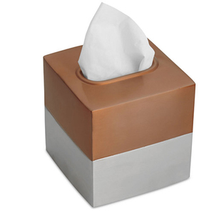 Boîte à mouchoirs en cuivre et argent, placage métallique, housse de serviette - Product Image 1