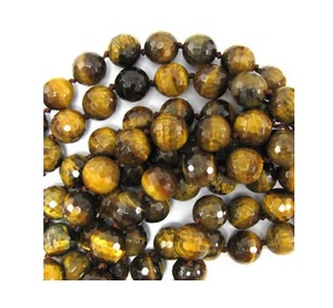 Cuentas de ojo de Tigre, facetadas, redondas - Product Image 1