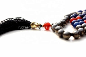 2022 Venta caliente clásico estilo bohemio collar pirita y ónix piedra preciosa borla Mala espiritual hindú Mala cuentas para regalos religiosos - Product Image 2