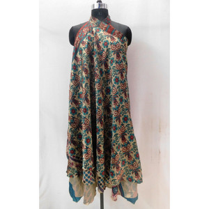 Vestido hippie bohemio largo de dos capas reversible para mujer, falda envolvente Vintage de seda - Product Image 4