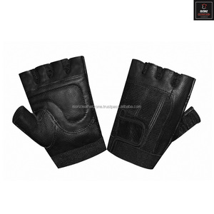 Guantes de gimnasio de cuero de medio dedo para levantamiento de pesas - Product Image 3