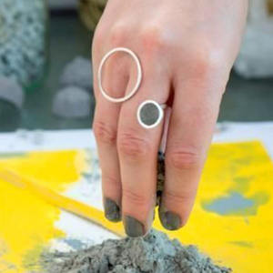 Último diseño de moda Chapado en plata forma geométrica regalos de boda anillo - Product Image 1