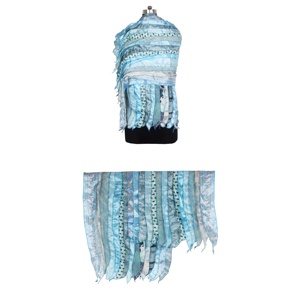 ผ้าพันคอไหมเย็บปะติดแบบวินเทจผ้าพันคอผ้าส่าหรีแบบปะติดผ้าพันคอกลับด้านได้ผ้าพันคอลายทางสีสันสดใสแผงผ้าไหมสไตล์วินเทจส่าหรี - Product Image 1