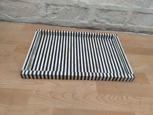 Handmade Industrial Bone Inlay Commercial Grade Polished Finish Solid <b>Black</b> & White Serving <b>Tray</b> by GARUD Enterprises - Product Image 2