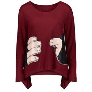 Impression de t-shirts pour femmes, design de t-shirt 2019, manches longues, marque personnalisée, 100% coton, bas décontracté pour femmes, dessin animé court BD RLL - Product Image 1