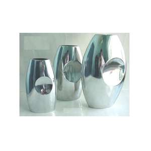 Jarrón de Flores de Aluminio Fundido con Centro Cóncavo Redondo y Acabado Pulido Espejo, También Disponible en Acabado Mate, Decoración del Hogar - Product Image 2