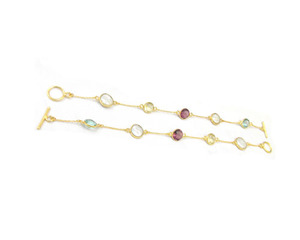 Pulseras de moda hechas a mano de plata esterlina con múltiples piedras preciosas con baño de oro y plata (SAC 20920) - Product Image 4
