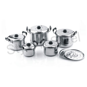 Cocina apilable Horno Holandés 5 cantidad conjunto cocina y mesa vajilla juego de utensilios de cocina de acero inoxidable - Product Image 1