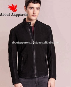 Nouvelle veste en cuir de moto tendance pour hommes en daim avec fermeture éclair sur le devant, nouvelle veste en cuir de moto en daim tendance - Product Image 6