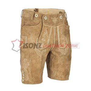 Cuir véritable allemand Bavarois Lederhosen pour hommes Oktoberfest Costume Plus Size Maternité Caractéristiques Brodé Léger - Product Image 1
