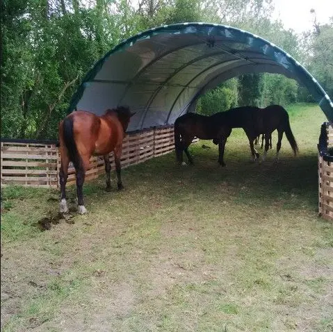 Refugio temporal portátil para caballos
